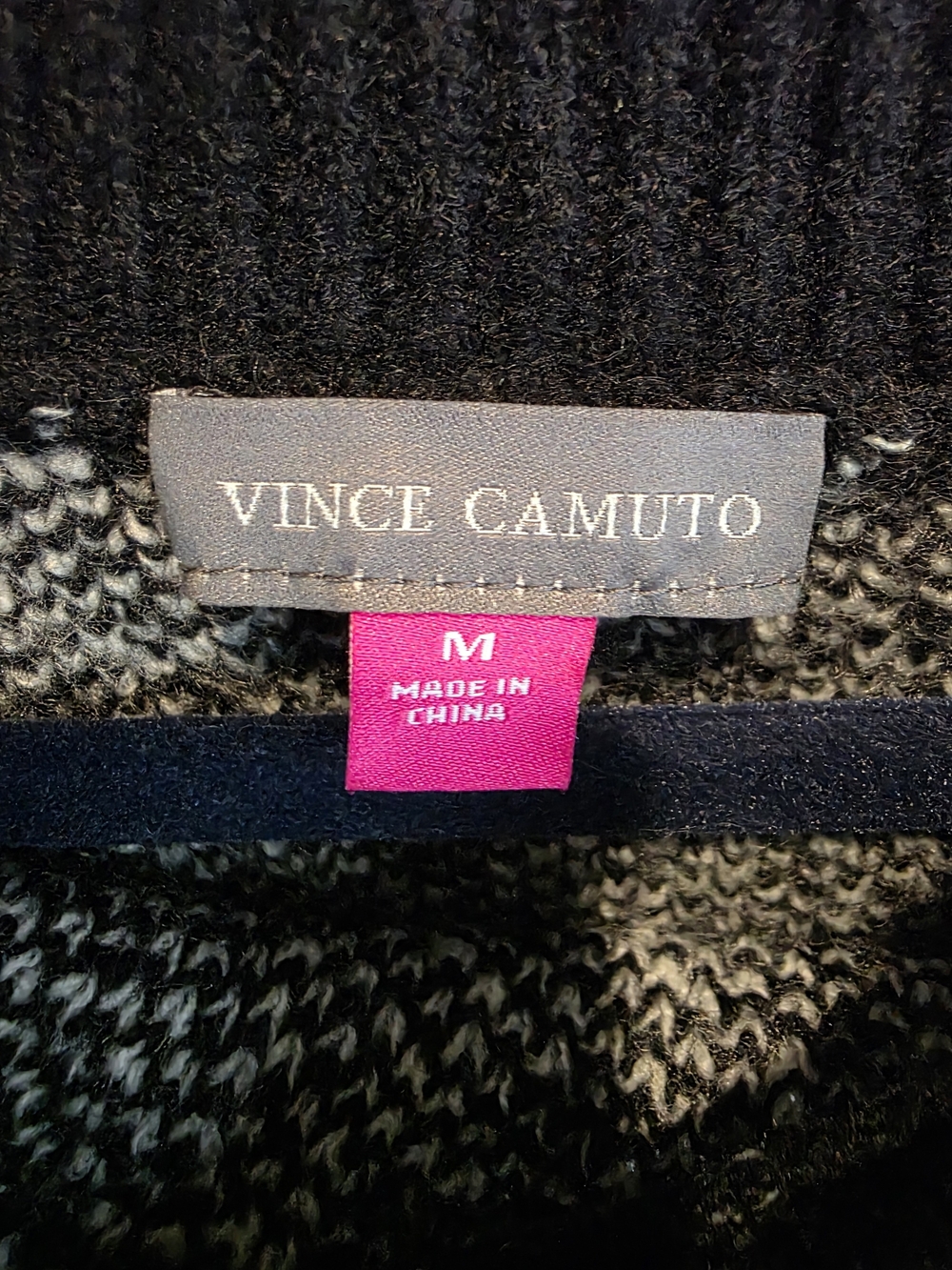 Vince Camuto Black & White Ghost Crewneck Sweater - Picture 3 of 5